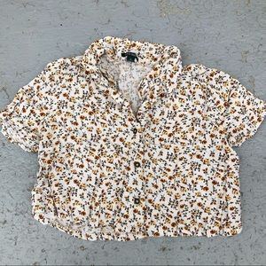 Floral cropped button up